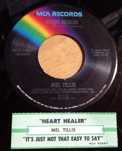 Mel Tillis 45 Heart Healer / It's Just Not That Easy To Say   w/ts