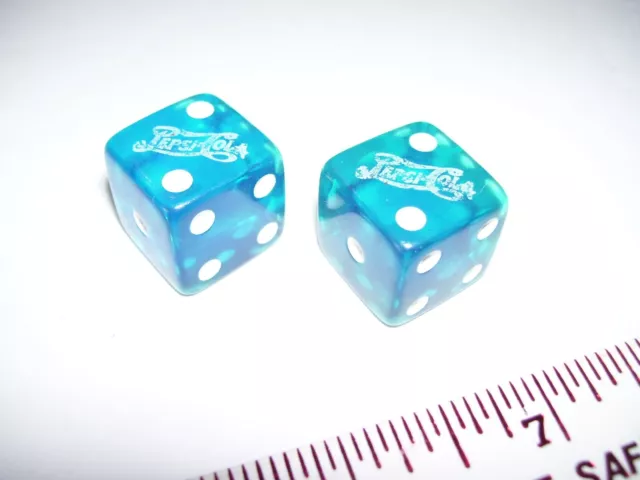 Rare Large 3/4 in Opaque Blue Pepsi Script logo Spot Dice Set Promo Man cave