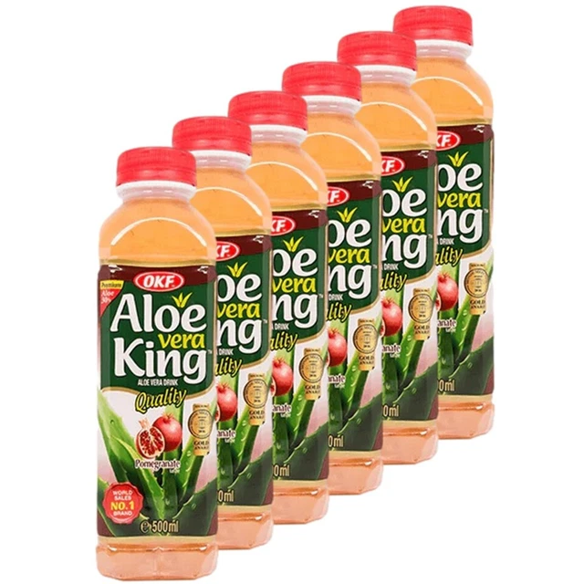 OKF - Confezione da 6 Aloe Vera King melograno pezzi di melograno aloe vera 500 ml
