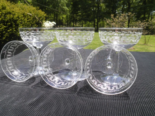 Fostoria Etch #45 Greek Needle Etch Stemware 1904-1925-- Set Of 6-Immaculate ! Fostoria Etch #45 Greek Needle Etch Stemware 1904-1925-- Set Of 6-Immaculate !