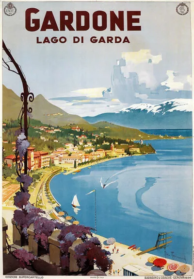 TU99 Vintage 1930's Italian Italy Gardone Lake Garda Travel Poster A2 A3