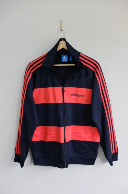 Adidas Originals red blue block striped tracksuit jacket L 2013