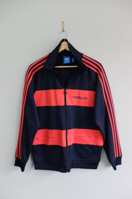 Adidas Originals red blue block striped tracksuit jacket L 2013