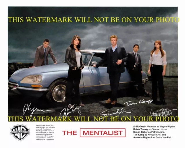 THE MENTALIST CAST SIGNED AUTOGRAPH 8x10 RPT PHOTO BY 5 SIMON BAKER ROBIN TUNNEY