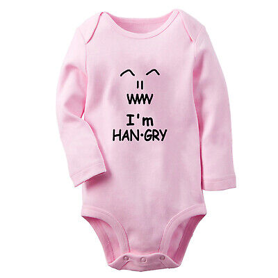 I'm Hangry Funny Baby Bodysuits Newborn Romper Infant Jumpsuit Kids Long Outfits