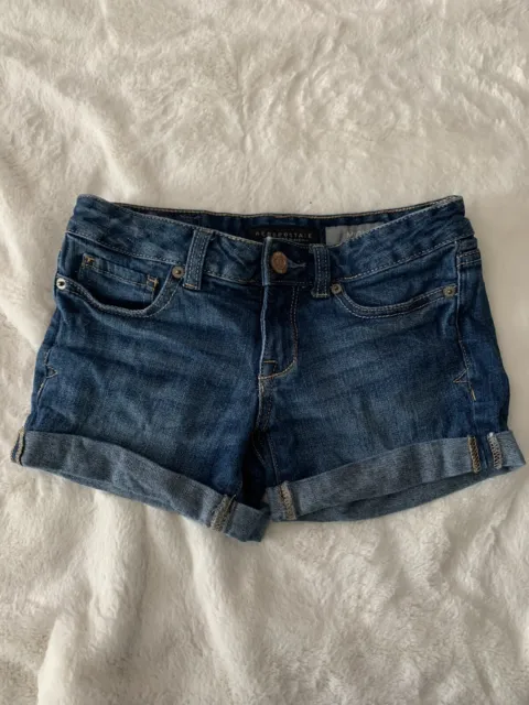 Aeropostale Size 0 Midi Jean Shorts Jrs. Girls Denim Blue Pockets