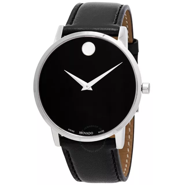 Movado Museum Classic Black Dial Leather Strap Men's Swiss Watch 0607269