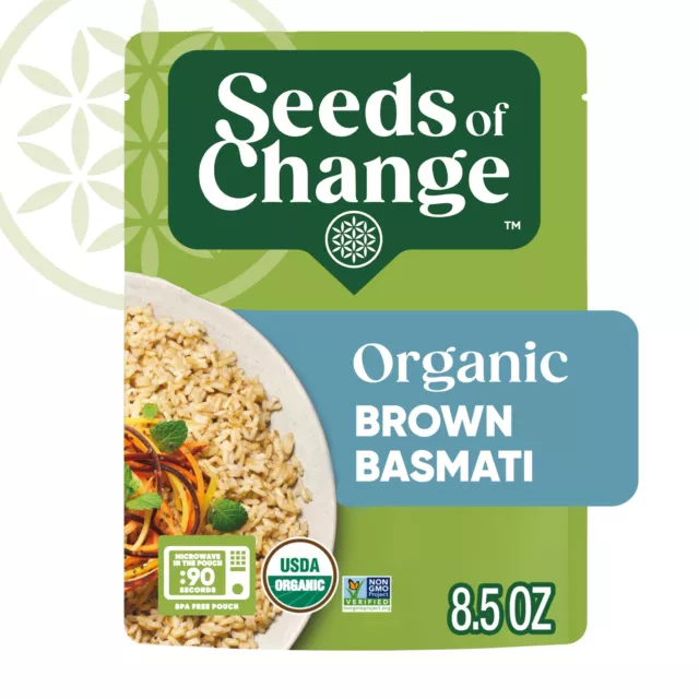 SEEDS OF CHANGE Organic Brown Basmati Rice, Microwaveable Ready to Pack of 6