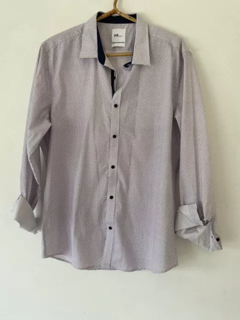 Mens YD Button Front Dress Shirt Size L