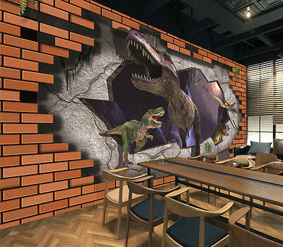3D Dinosaur bricks dangerous Wall Paper Print Decal Wall Deco Wall Indoor Murals