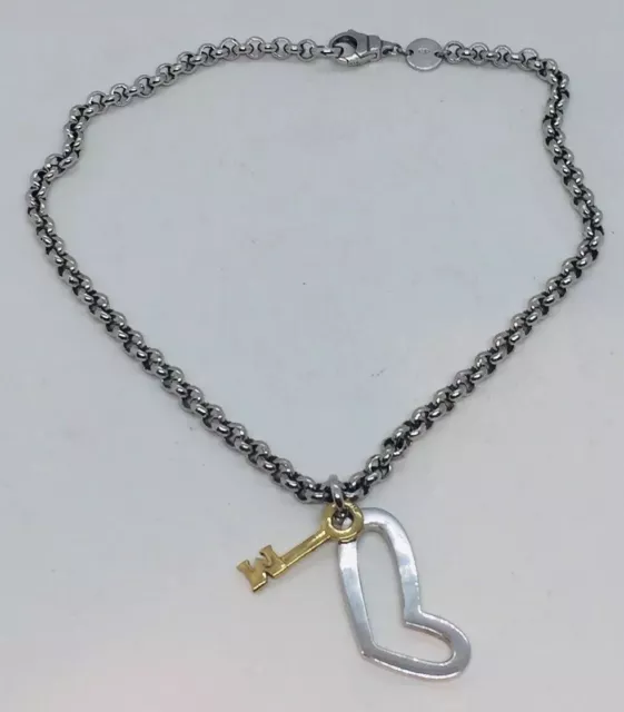 Movado Authentic Sterling Silver & 18k Yellow Gold Heart & Key Necklace Movado Authentic Sterling Silver & 18k Yellow Gold Heart & Key Necklace