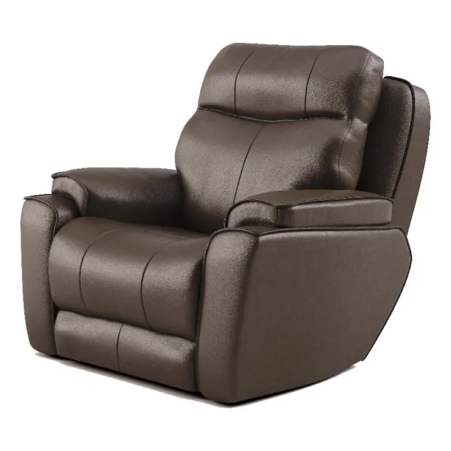 Southern Motion Showstopper Swivel Leather Rocker Recliner in Fossil Brown