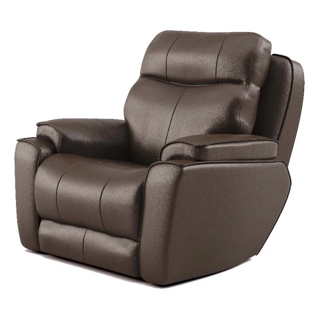 Southern Motion Showstopper Swivel Leather Rocker Recliner in Fossil Brown