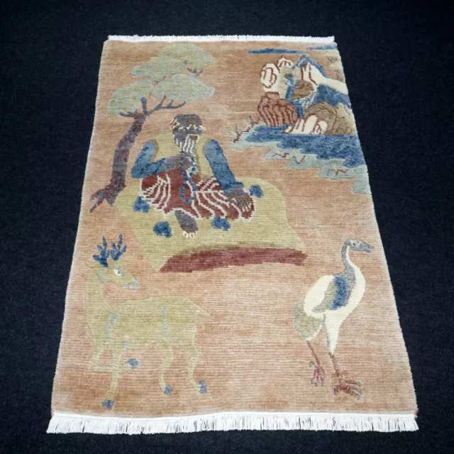 Orient Tapis Nepal 151 X 101 CM Tibet Moderne Mur Tapisserie Noué à la Main