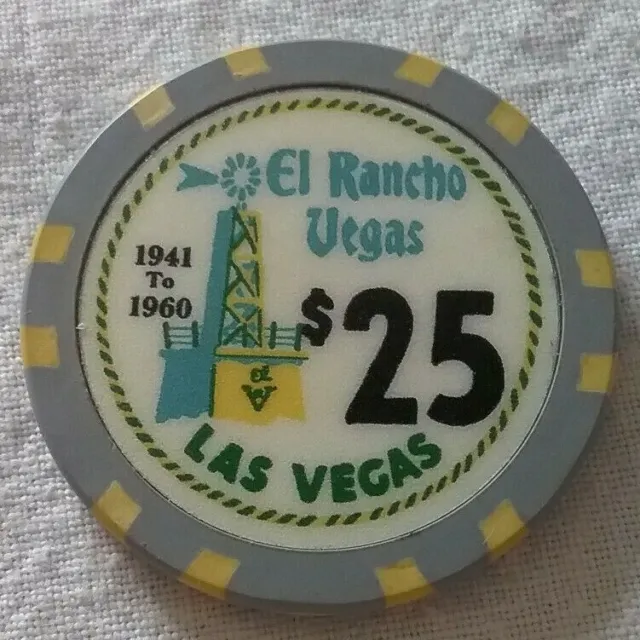 El Rancho Hotel Token Las Vegas NV $25.00 Gambling Chip 1941 1960
