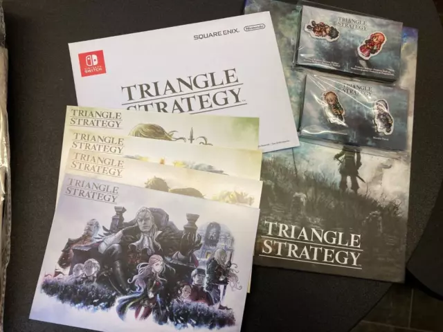 Official Triangle Strategy Merch (Nintendo) - Notebook, Postcards Pin Badges