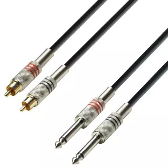 Twin - Kabel 2 x Klinke TS auf 2 x Cinch | 6 m Adam Hall Cables 3 STAR TPC