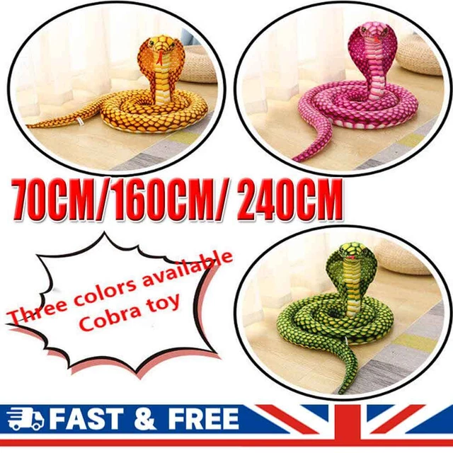 SIMULATION GOLD COBRA King Big Stuffed Snake Animal Plush Toy