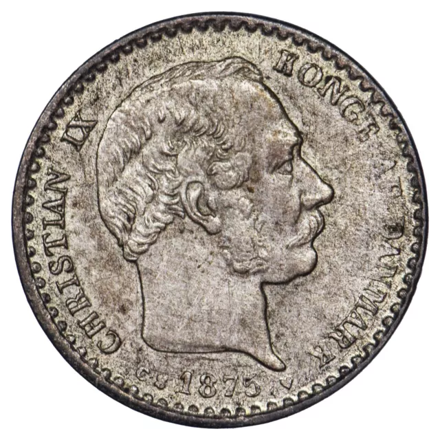 Denmark 10 Ore 1875 Christian Ix AU Silver coin Danish