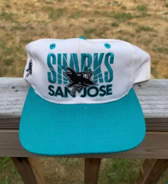 90's San Jose Sharks Sports Specialties Script NHL Snapback Hat – Rare VNTG