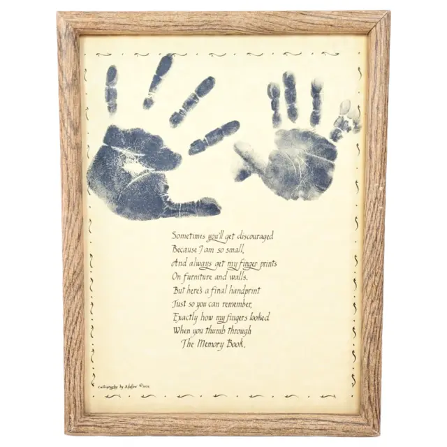 Handprint Poem Framed Artwork Kid Room Wall Decor Vintage 1979 Nursery Baby Gift