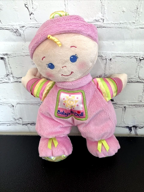Fisher Price Baby's First Doll Plush Rattle Lovey 2008 Stuffed Toy Pink 10 inch