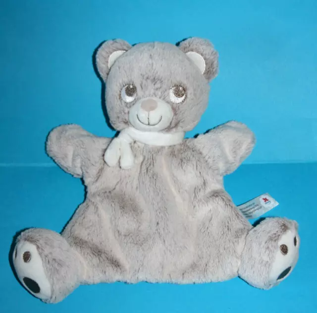 Nicotoy Simba Toys Doudou Ours Marionnette Gris Beige Marron Chine Echarpe Neuf