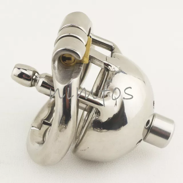 Male Small Stainless Steel Chastity Device with Tube Plug Cage Lock Ring Belt