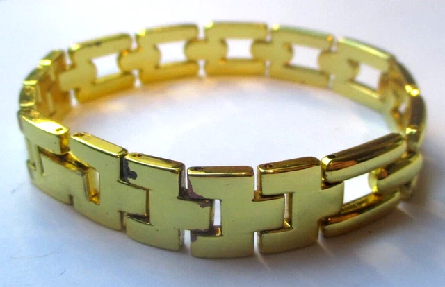 Bracelet Gourmette Ancien Maillons Or Et Argent, Bijou Vintage, Sans Marque