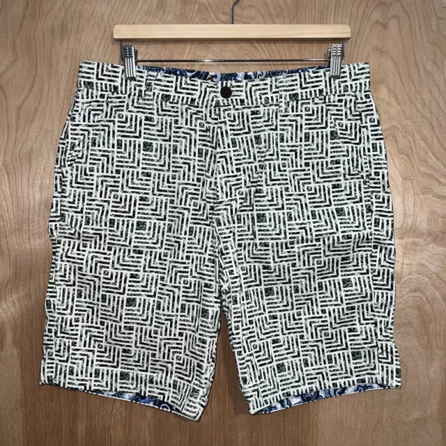 Men’s Robert Graham Geometric Ramie Cotton Classic Fit Designer Shorts Sz 34 New