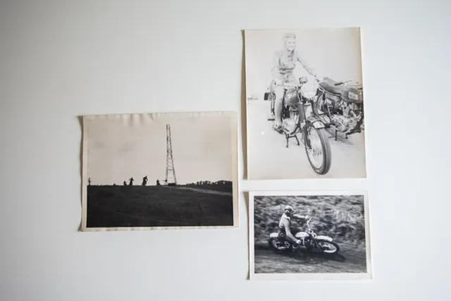 3 x Foto Vintage Scrambler/Motocross/Motociclo Periodo BSA Triumph anni '60