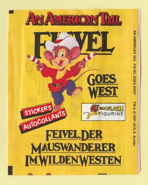 Euroflash An American Tail  Fievel Goes West Unopened Sticker  Packet Circa 1991