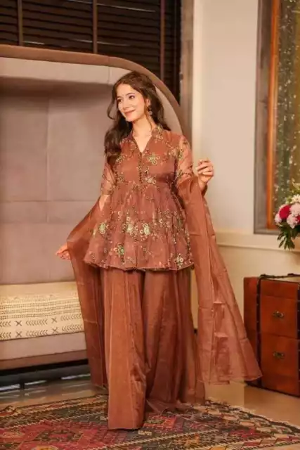 Indian Party Designer Salwar Kameez Dress Pakistani Organza Wear Dress Suit