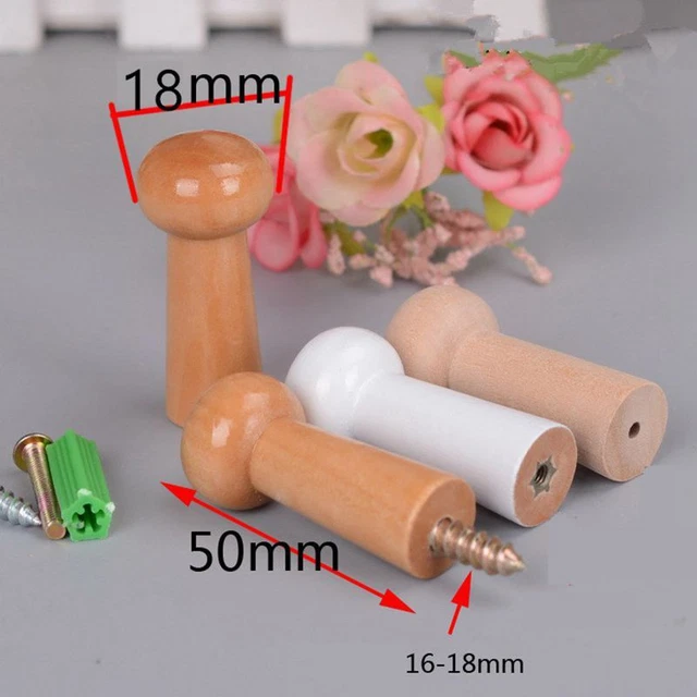 10Pcs WOODEN Coat Jacket Towel Mug Shaker peg Wood HOOK with Screw/Wall Plug Set