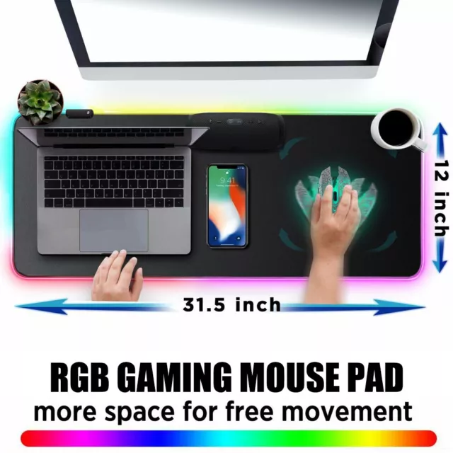 TAPPETINO PER MOUSE LED gaming PC XXL pad giochi RGB colorato antiscivolo  tappetino per mouse opaco 80x30 cm EUR 26,23 - PicClick IT