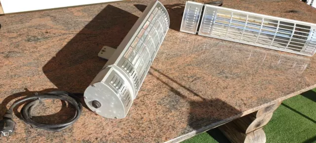 ZWEI Infrarot Heizstrahler CasaTherm W2000 LowGlare Gold IP65 mit Fernbedienung.