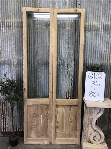 Antique French Double Doors (36x83.5) 1 Pane Glass European Doors G102