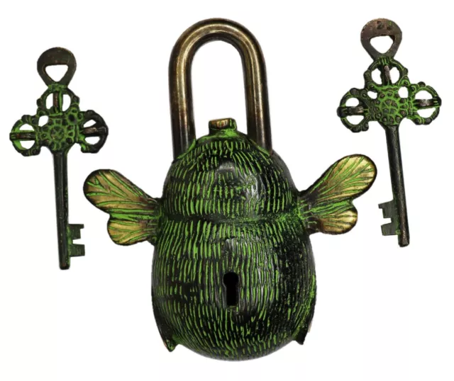 Bumblebee Shape Victorian Antique Style Door Lock Handmade Solid Brass Padlock