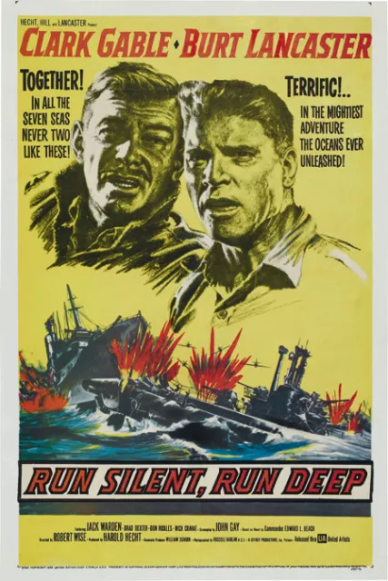 Run silent run deep Clark Gable cult movie poster print