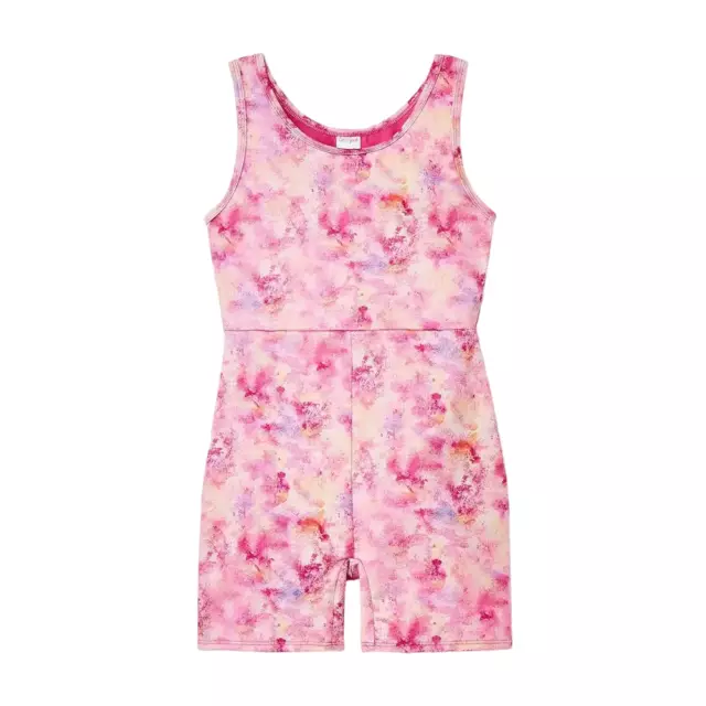 Girls Gymnastics Floral Spray Sleeveless Biketard Cat & Jack Pink Size XL