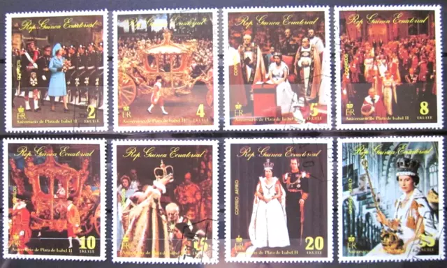 EQUATORIAL GUINEA ~ 7th FEB. 1977 ~ QEII SILVER JUBILEE. ~ SET OF 8 ~ VFU #03243