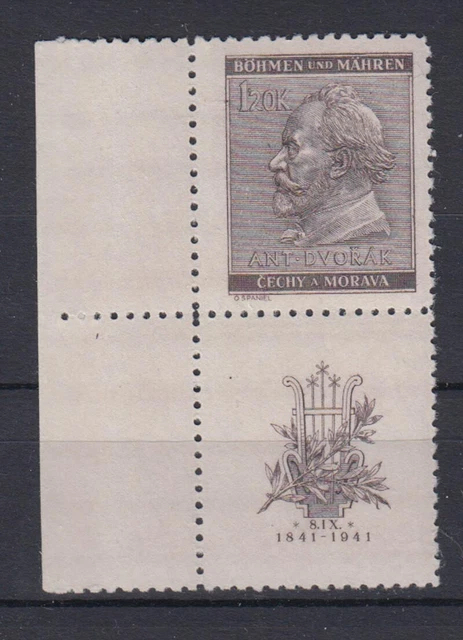 Böhmen + Mähren 74 mit Zierfeld Antonin Dvorak 60 H + 1,20 K postfrisch