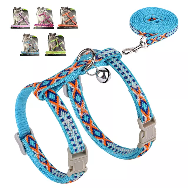 Cat Kitten Pet Adjustable Nylon Harness Collar and Leash Lead for Puppy Rabbit