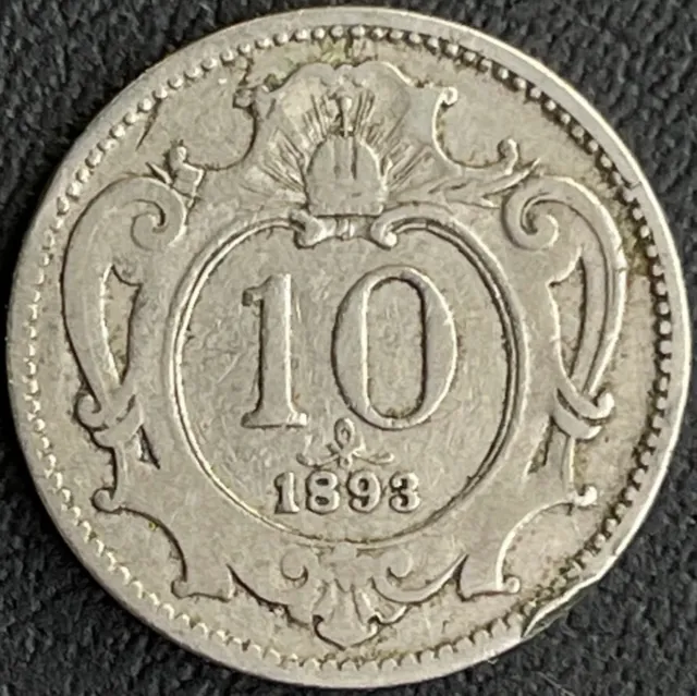 1893 Austria Coin 10 Heller KM# 2802 Europe Coins Foreign World Money Free Ship