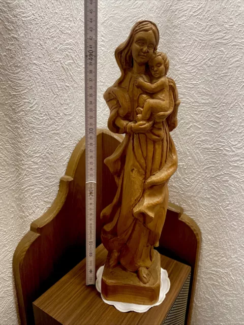 Alte geschnitzte Heiligenfigur Holzfigur Heilige Madonna carved wood Holz 45cm