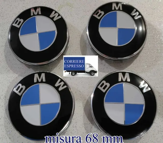 4x tappi copri mozzo coprimozzo 68mm per cerchi in lega bmw Serie 1 2 3 4 5 6 7