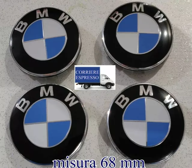 4x tappo copri mozzo 68mm per cerchi in lega bmw Serie 1 2 3 4 5 6 7 m z x