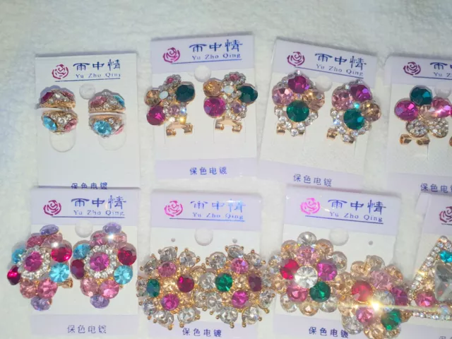 Joblot 18 Pairs Mixed Design Sparkly Diamante stud Earrings-NEW Wholesale lot A 2