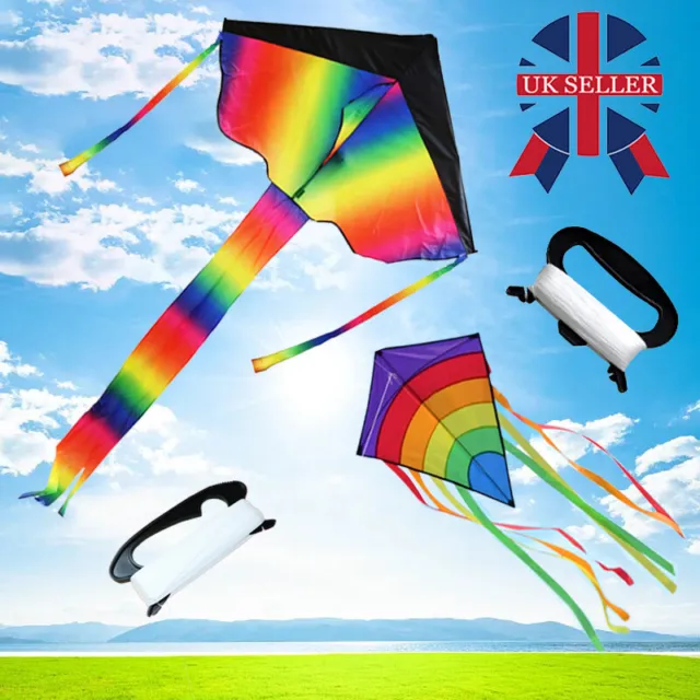 2Stes Rainbow Kite for Kids & Adults Large Kites Beach Kite Outdoor Games