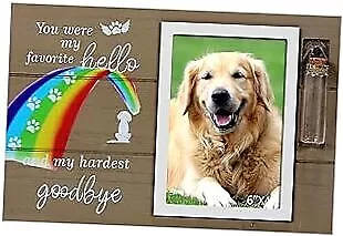 Dog Memorial Picture Frame with Pet Urns for Dogs Ashes, Pet Memorial Brown